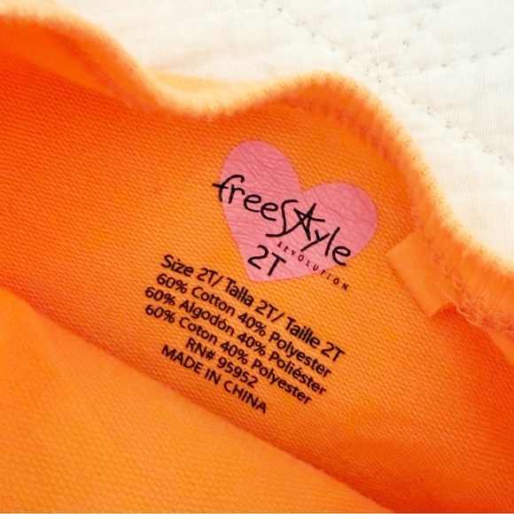 Freestyle Revolution Kids Orange White Coordinating Short Set 2T - Picture 3 of 5